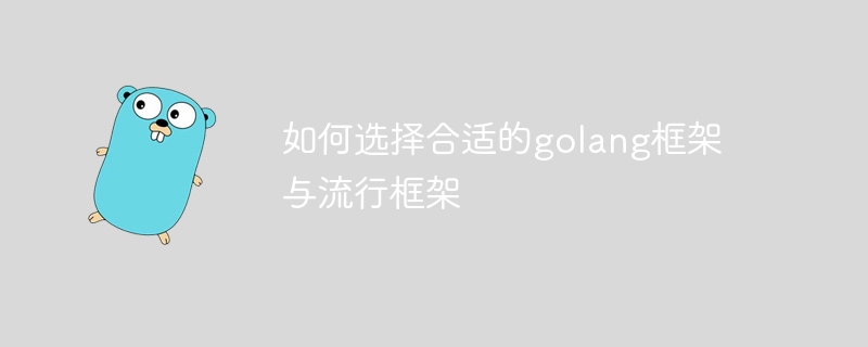 如何选择合适的golang框架与流行框架