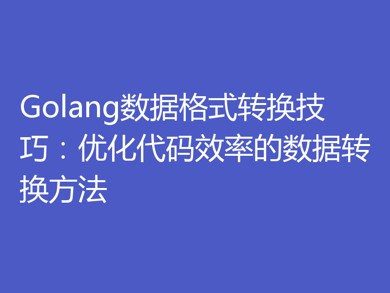 Golang数据格式转换技巧：优化代码效率的数据转换方法