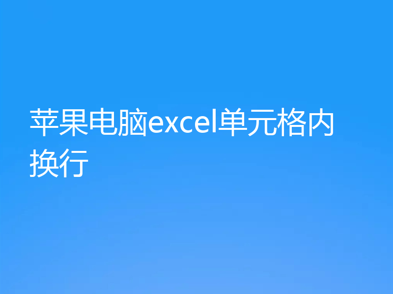 苹果电脑excel单元格内换行