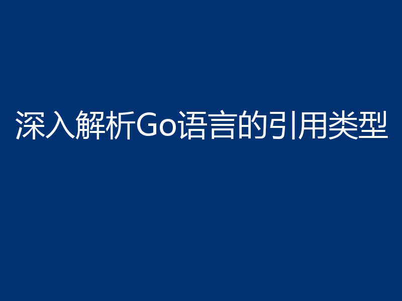 深入解析Go语言的引用类型