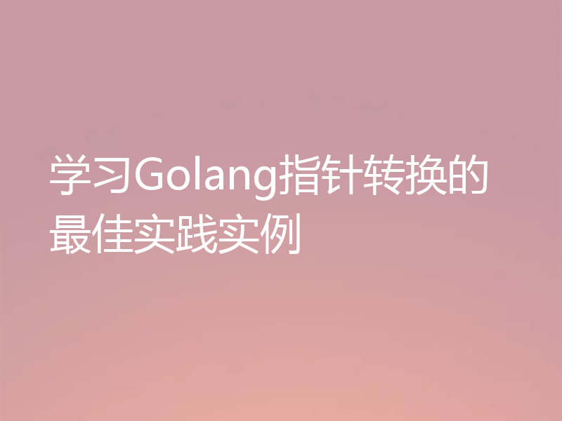 学习Golang指针转换的最佳实践实例