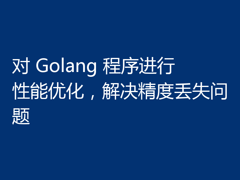 对 Golang 程序进行性能优化，解决精度丢失问题