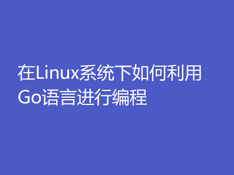 在Linux系统下如何利用Go语言进行编程