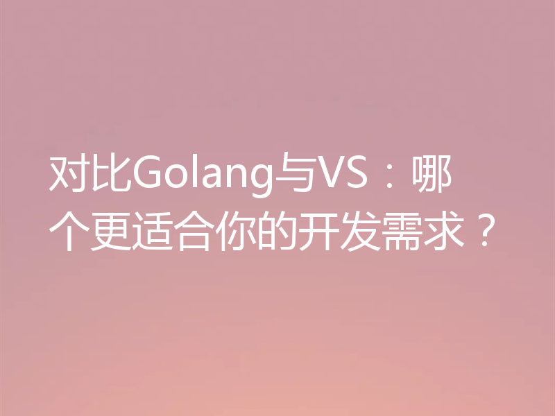 对比Golang与VS：哪个更适合你的开发需求？