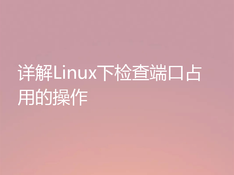 详解Linux下检查端口占用的操作