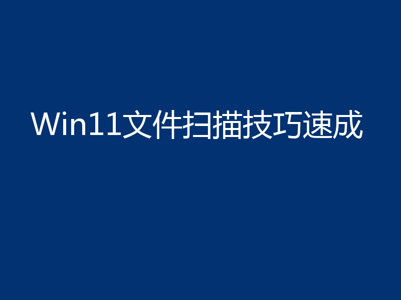 Win11文件扫描技巧速成