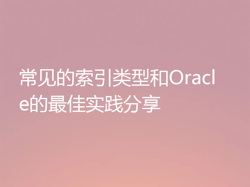 常见的索引类型和Oracle的最佳实践分享