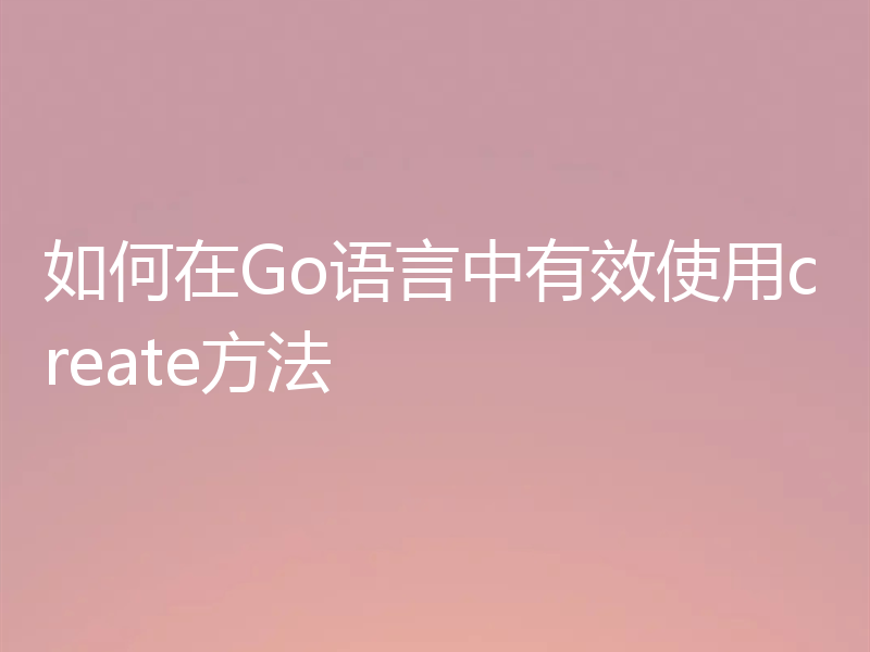 如何在Go语言中有效使用create方法