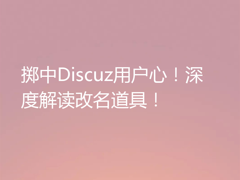 掷中Discuz用户心！深度解读改名道具！