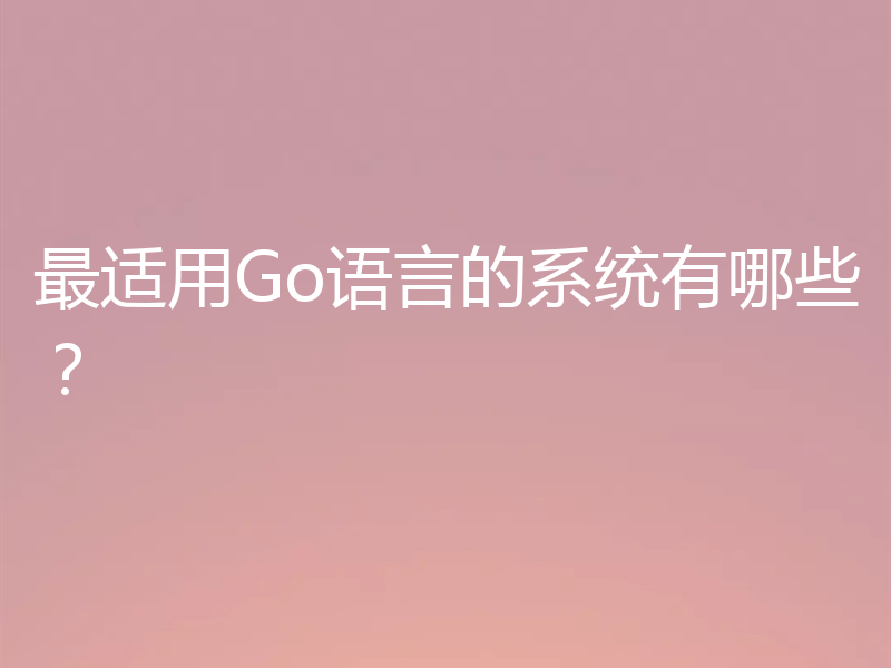 最适用Go语言的系统有哪些？