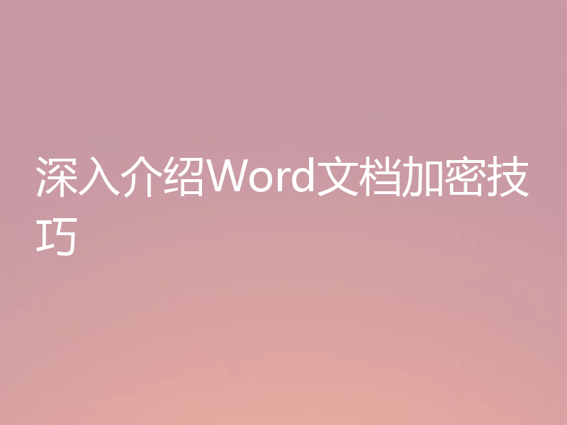 深入介绍Word文档加密技巧