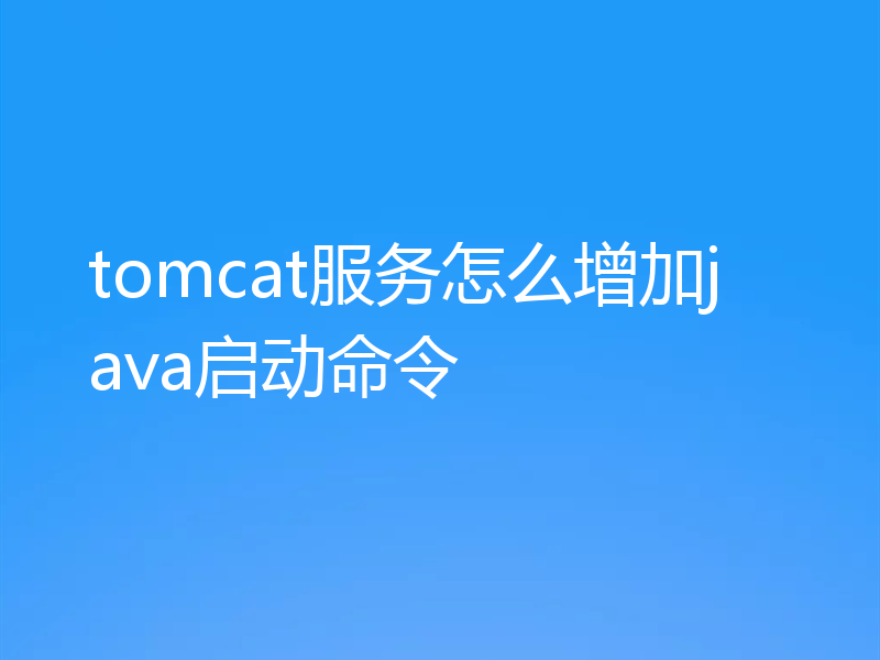 tomcat服务怎么增加java启动命令