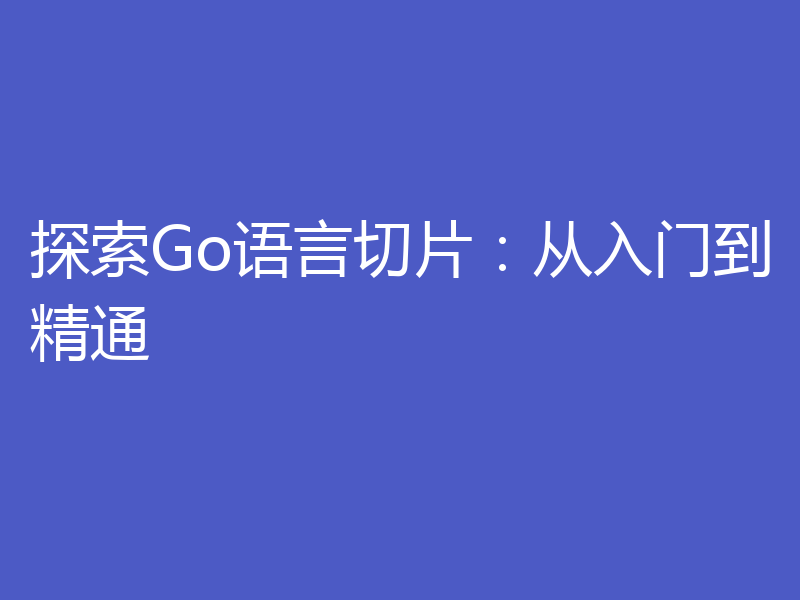 探索Go语言切片：从入门到精通