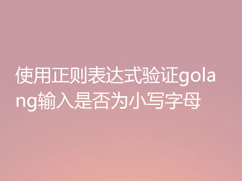 使用正则表达式验证golang输入是否为小写字母