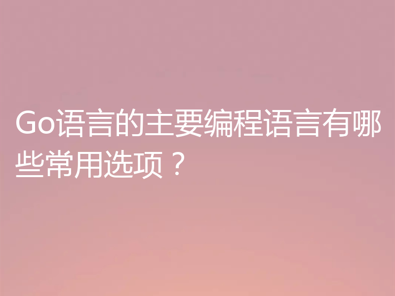 Go语言的主要编程语言有哪些常用选项？