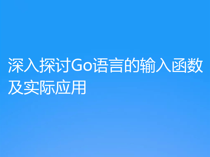 深入探讨Go语言的输入函数及实际应用