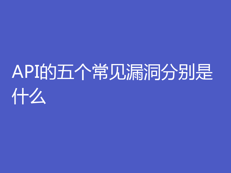 API的五个常见漏洞分别是什么