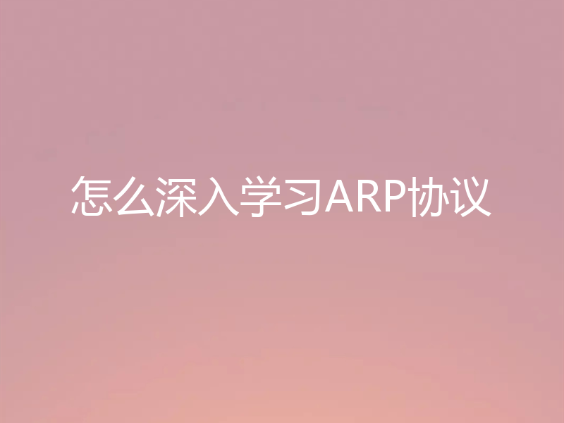 怎么深入学习ARP协议