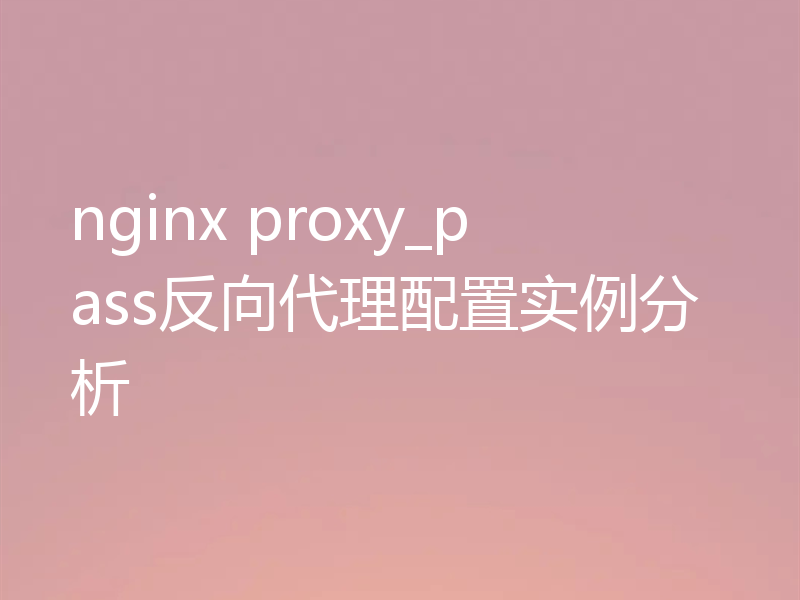 nginx proxy_pass反向代理配置实例分析