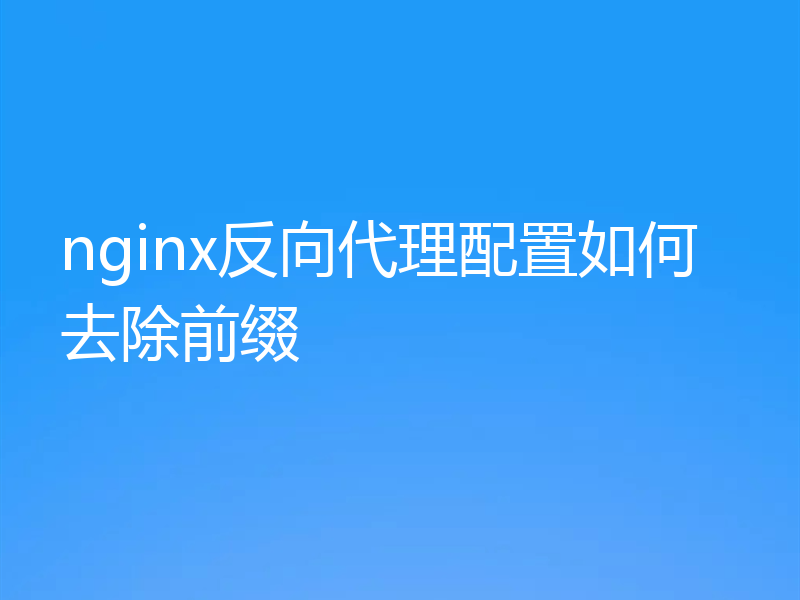 nginx反向代理配置如何去除前缀