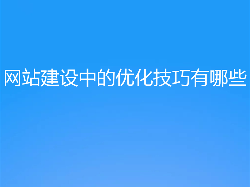 网站建设中的优化技巧有哪些