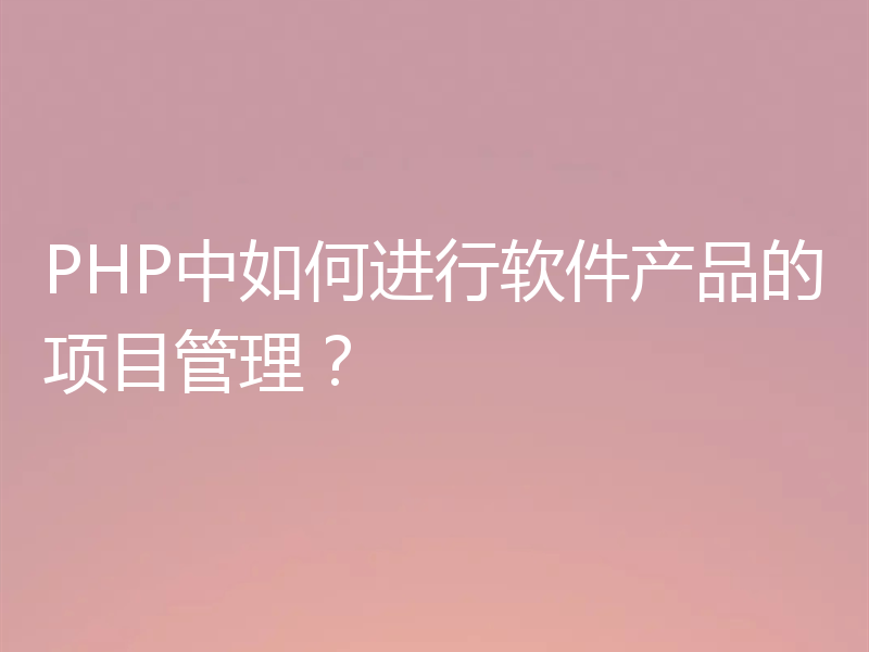 PHP中如何进行软件产品的项目管理？