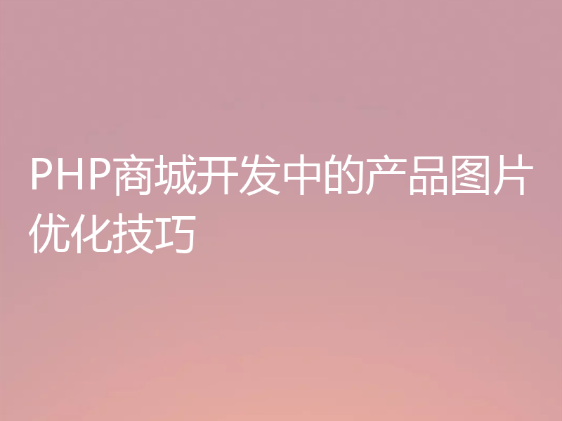 PHP商城开发中的产品图片优化技巧