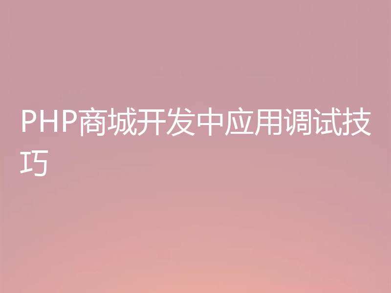 PHP商城开发中应用调试技巧