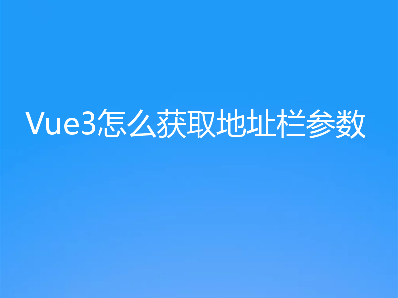 Vue3怎么获取地址栏参数