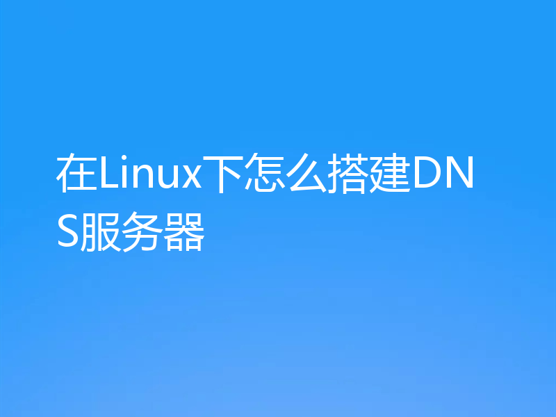 在Linux下怎么搭建DNS服务器