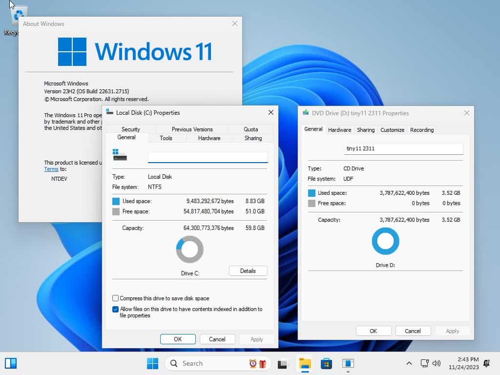 轻量化版 Win 11 – Tiny11 2311 正式推出：只占 8GB 空间