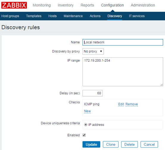 自动发现使用的Zabbix fping