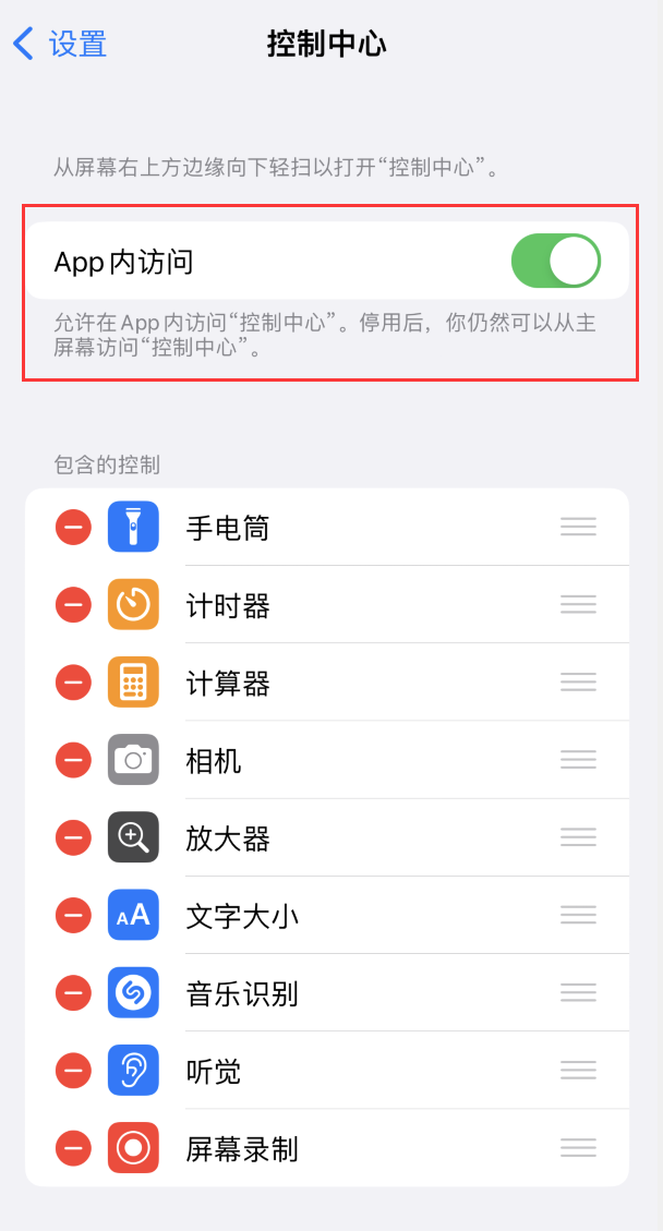 iPhone 无法在应用内使用“控制中心”功能怎么办？