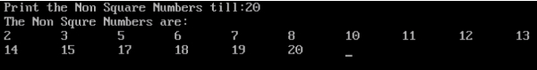 打印C语言中的非平方数