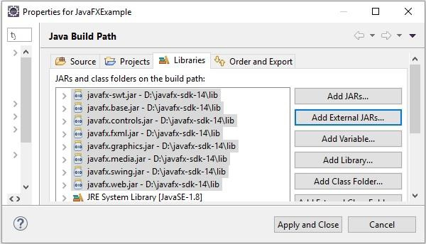 使用Eclipse进行JavaFX开发