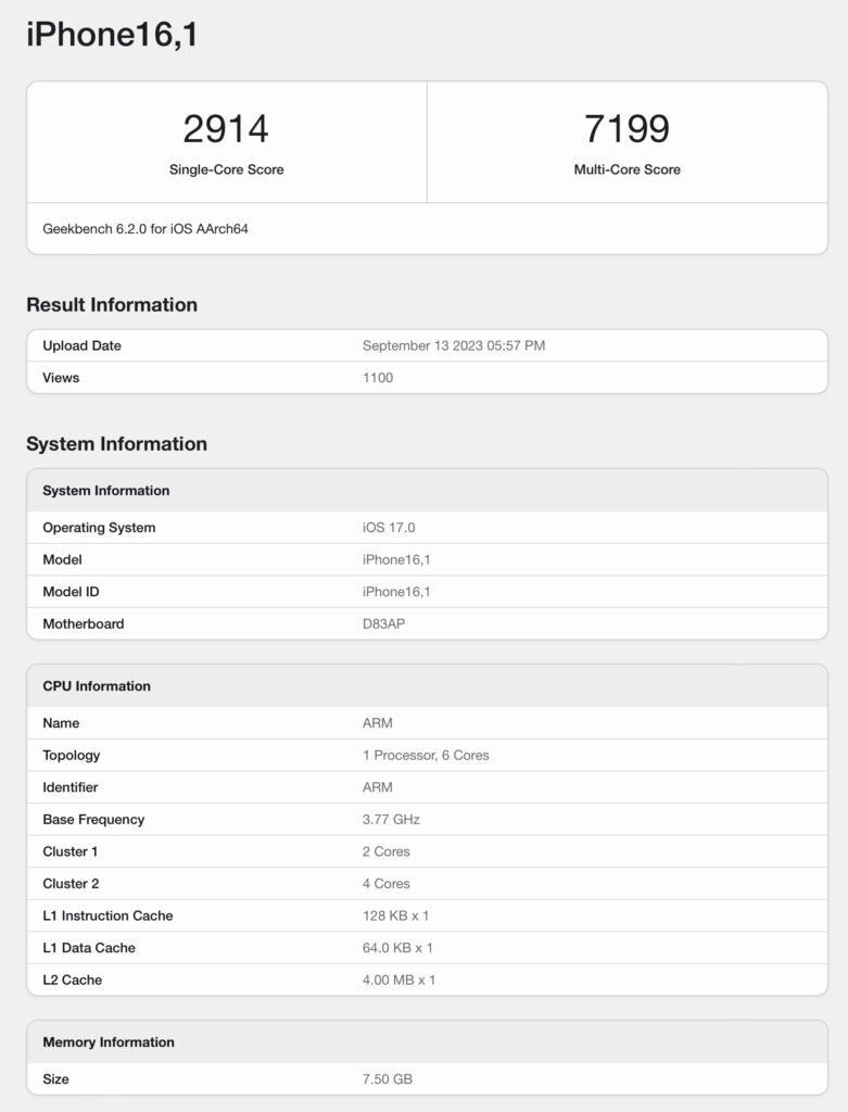 iPhone 15 Pro  A17 Pro Geekbench 跑分曝光　性能接近 M1