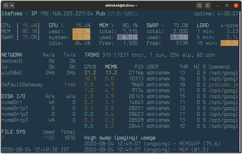 Glances：一款强大的 Linux 系统监控工具