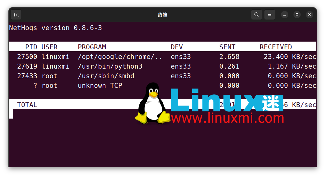 如何监控 Linux 上进程的网络使用情况