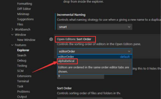 Vscode怎么字母排序