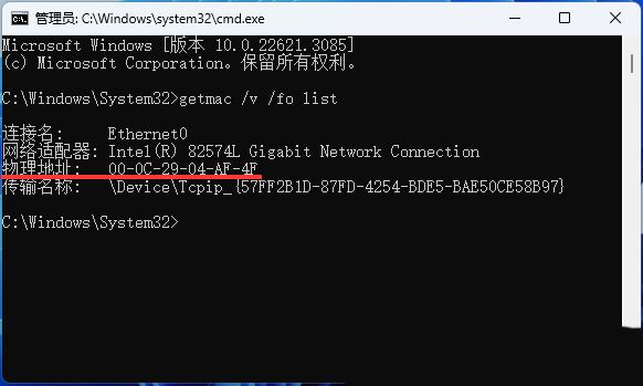 win11网卡mac地址怎么查? Win11使用命令获取网卡MAC地址方法