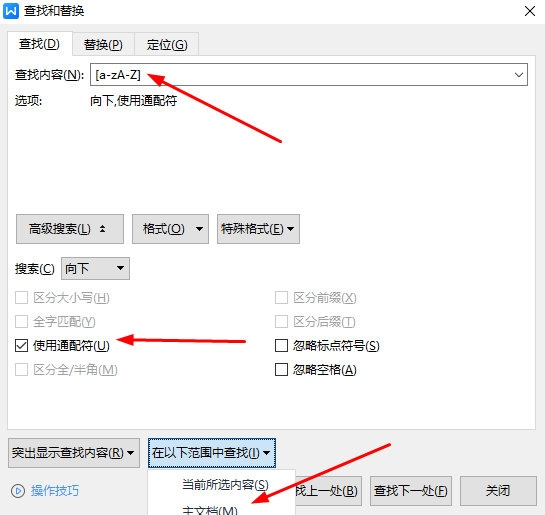 WPS文字怎么快速查找所有字母内容 一个操作搞定