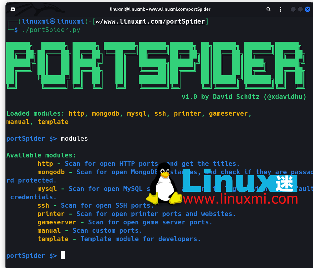 PortSpider – Kali Linux 上高级网络端口扫描仪