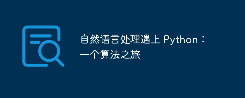 自然语言处理遇上 Python：一个算法之旅