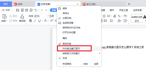 wps文档怎么设置多窗口单独显示一个?wps设置多窗口单独显示的方法