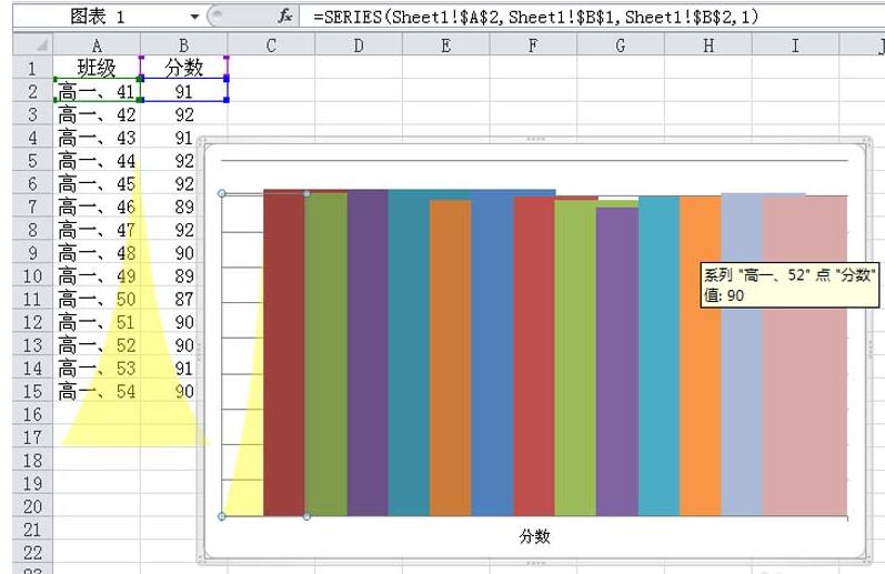 Excel表格设置彩色的交叉图表的详细方法