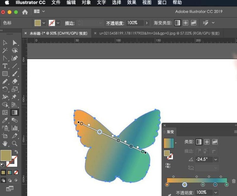 ai设计渐变色蝴蝶矢量图的操作方法