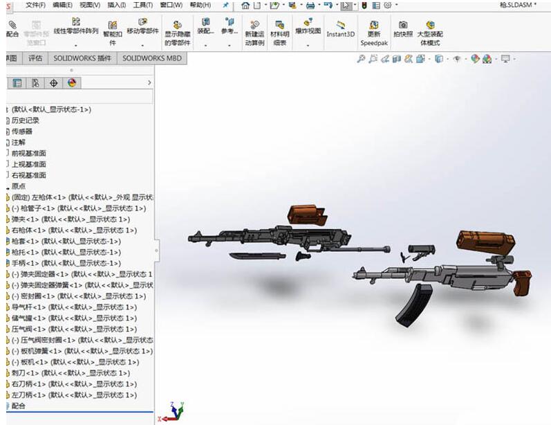 Solidworks拆分AK47突击步枪模型的操作步骤