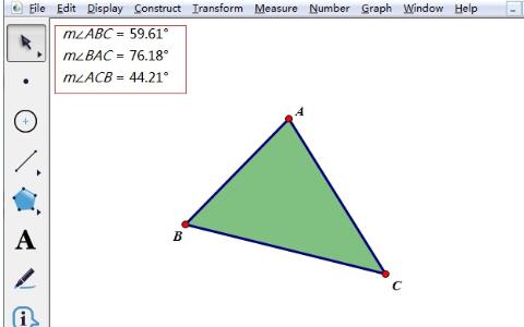 使用几何画板度量内角的度数的操作内容