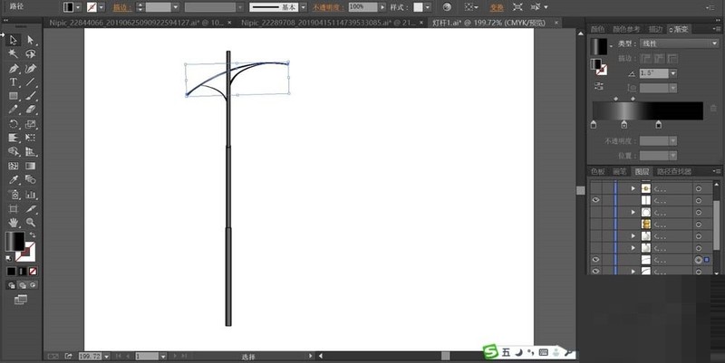 ai制作路灯杆的操作内容