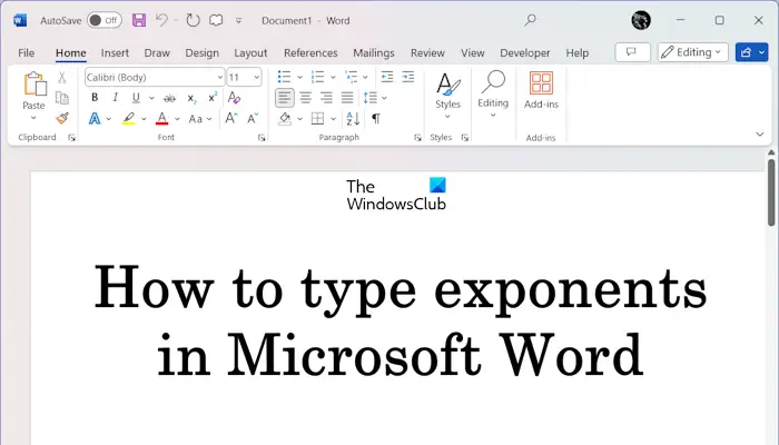 如何在Microsoft Word中键入指数